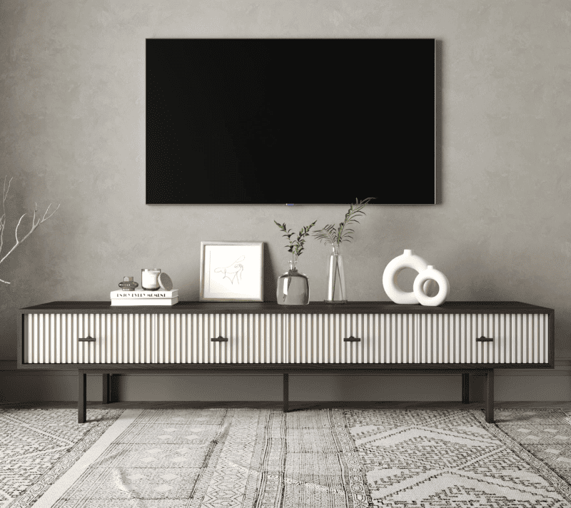 Тумба под телевизор Emerson белый/черный EM06/milky/L_1