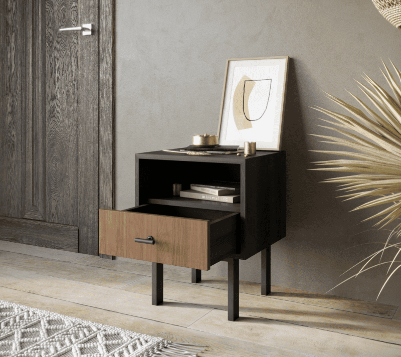 Тумба прикроватная Эмерсон коричневый/черный EM17_2