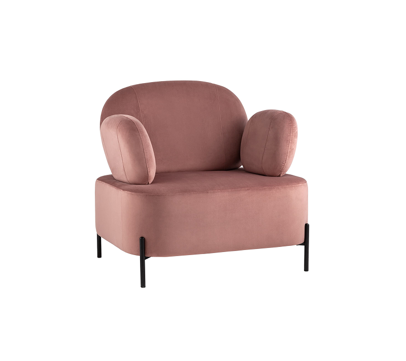 Кресло с подлокотниками Кэнди велюр пыльно-розовый
