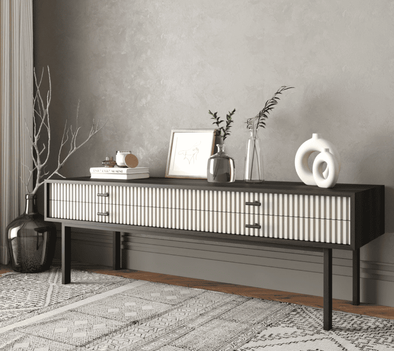 Тумба под телевизор Emerson белый/черный EM23/milky/L_3