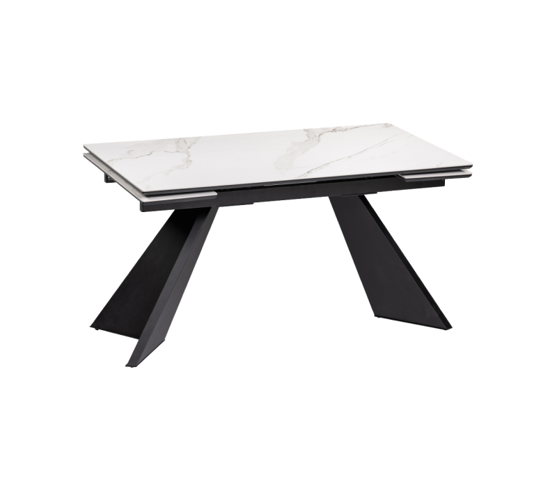 Стол дизайнерский Ливи белый мрамор/черный