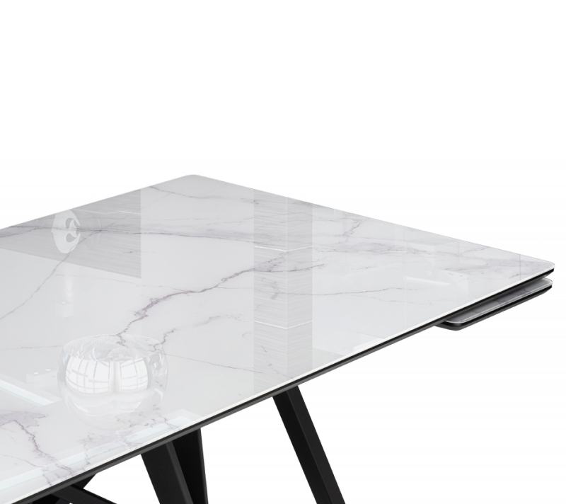 Стол керамический Вилсон белый мрамор/черный 140_3