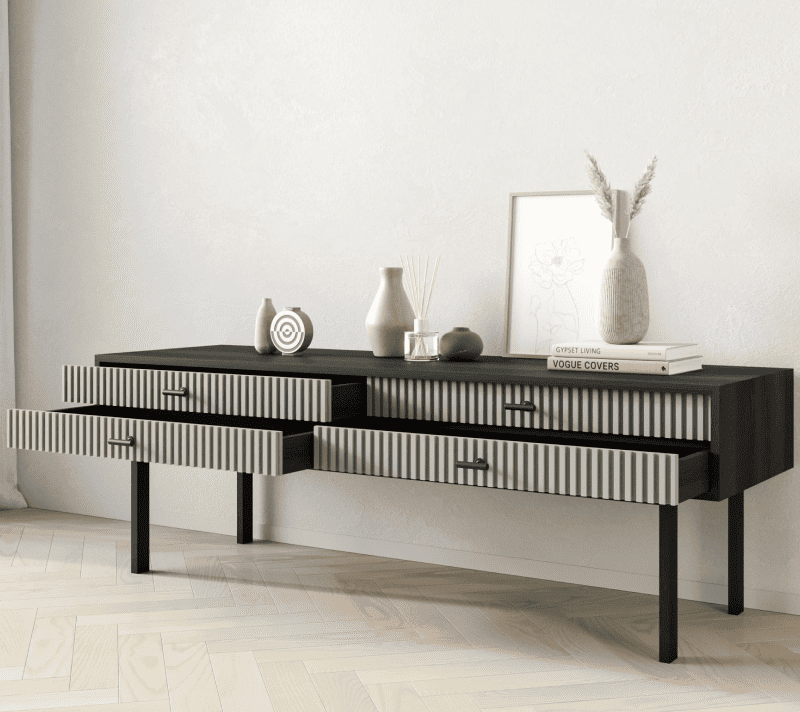 Тумба под телевизор Emerson серый/черный EM23/gray/L_2