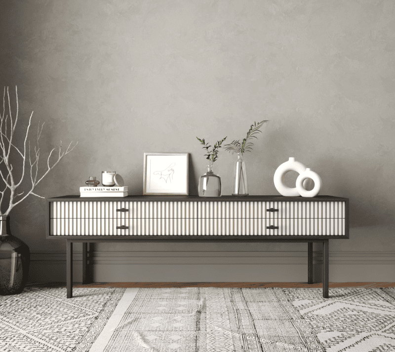 Тумба под телевизор Emerson белый/черный EM23/milky/L_1