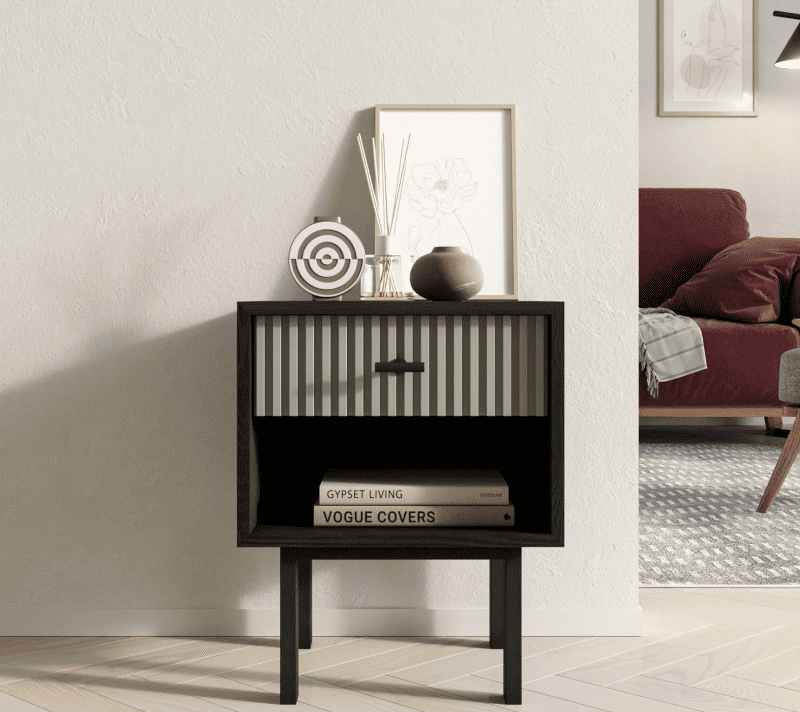 Тумба прикроватная Emerson серый/черный EM11/gray/L_1