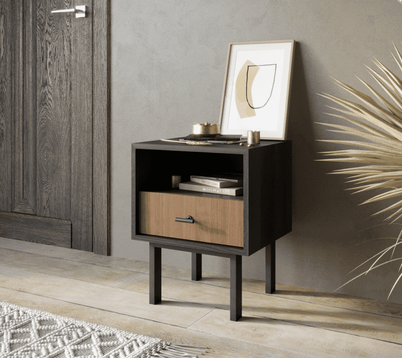 Тумба прикроватная Эмерсон коричневый/черный EM17_3