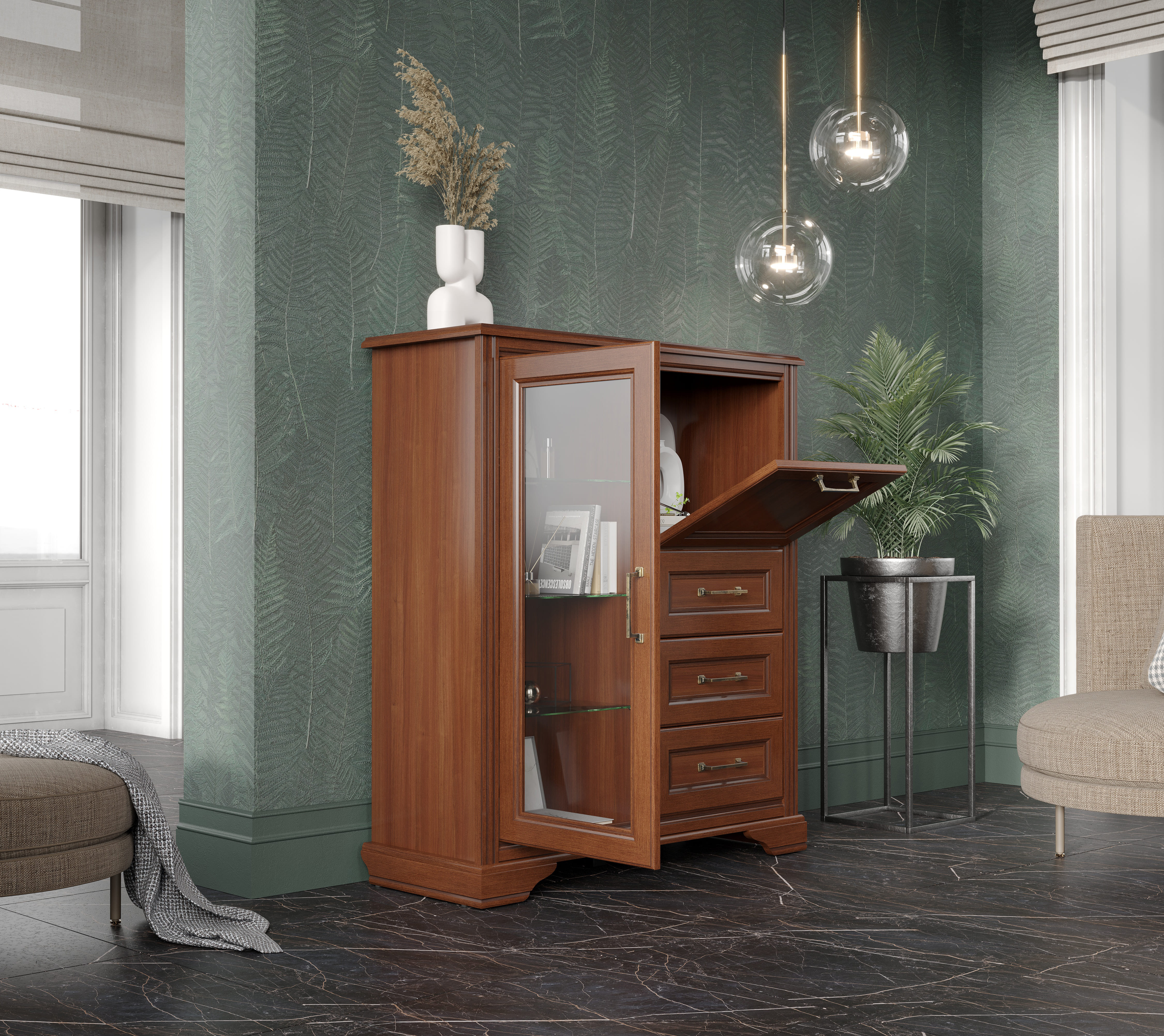 Тумба-витрина Stylius орех донской KOM1W1B3S_2
