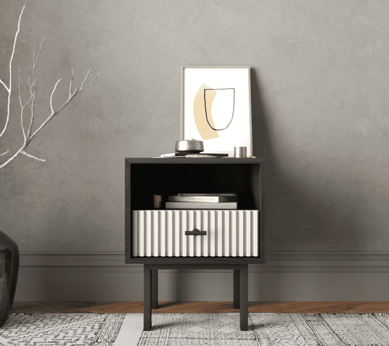 Тумба прикроватная Emerson белый/черный EM17/milky/L_1