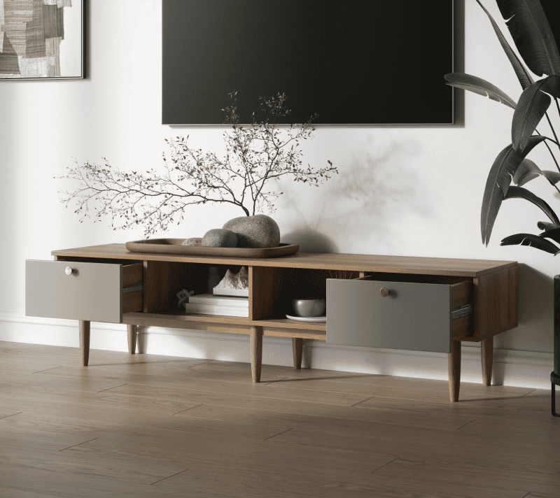 Тумба под телевизор Арка серый/бежевый AR08-F2_2