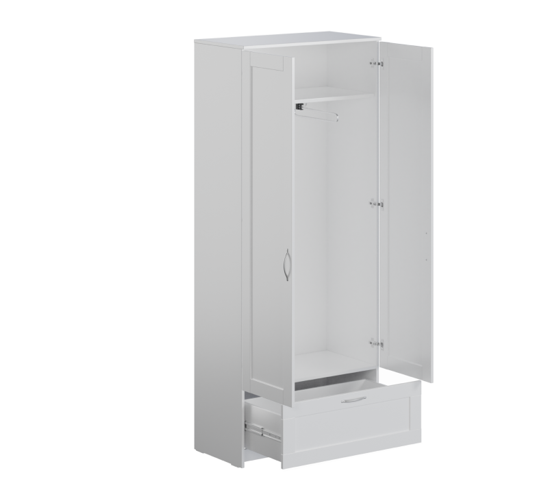 Шкаф для одежды с 2 дверцами и ящиком Sirius белый_1