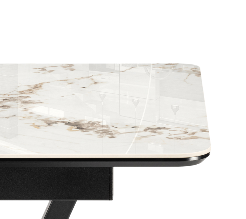 Стол на тумбе Бугун белый мрамор глянец/черный_3