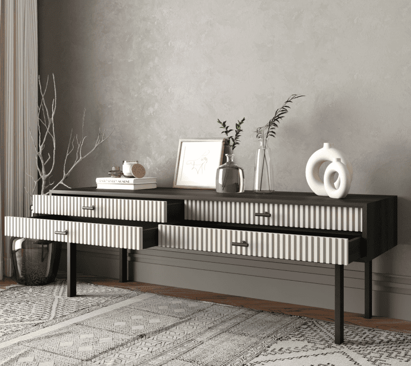 Тумба под телевизор Emerson белый/черный EM23/milky/L_2