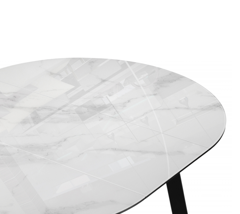 Стол круглый Алингсос белый мрамор/черный_3