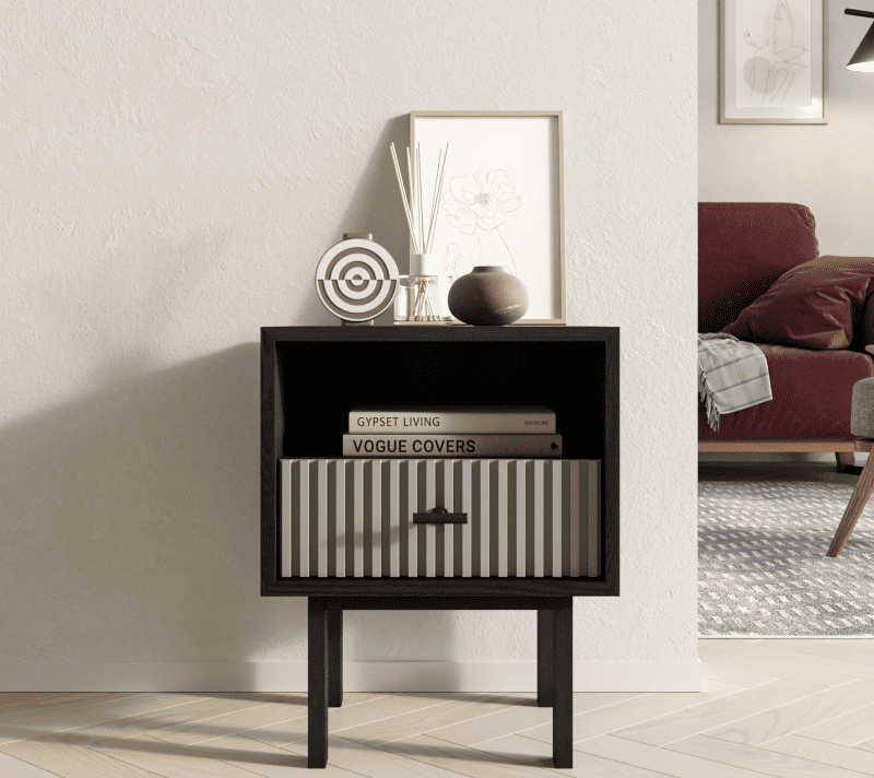 Тумба прикроватная Emerson серый/черный EM17/gray/L_1