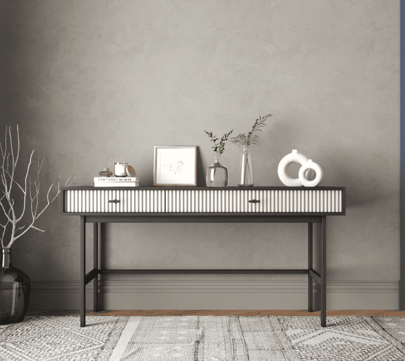 Стол консольный Эмерсон белый/черный EM22/milky/L_1