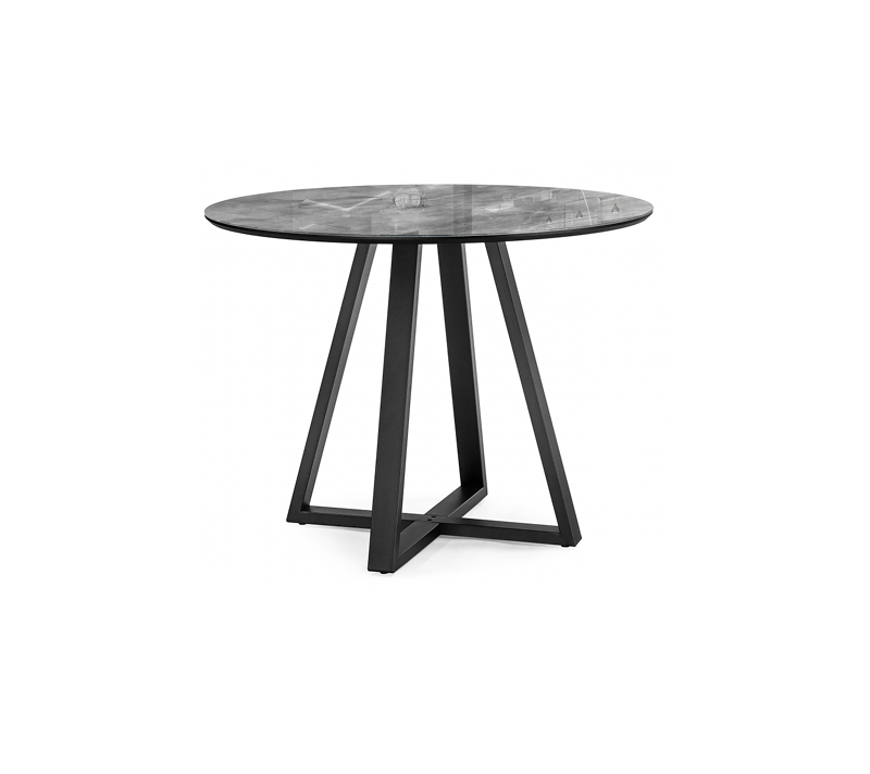 Стол круглый Норфолк серый мрамор/черный_1