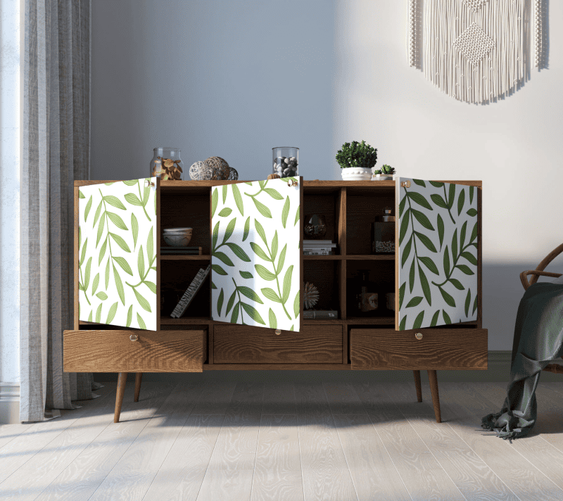 Тумба-комод Бербер зеленый/белый/коричневый BB24/Print_28_2