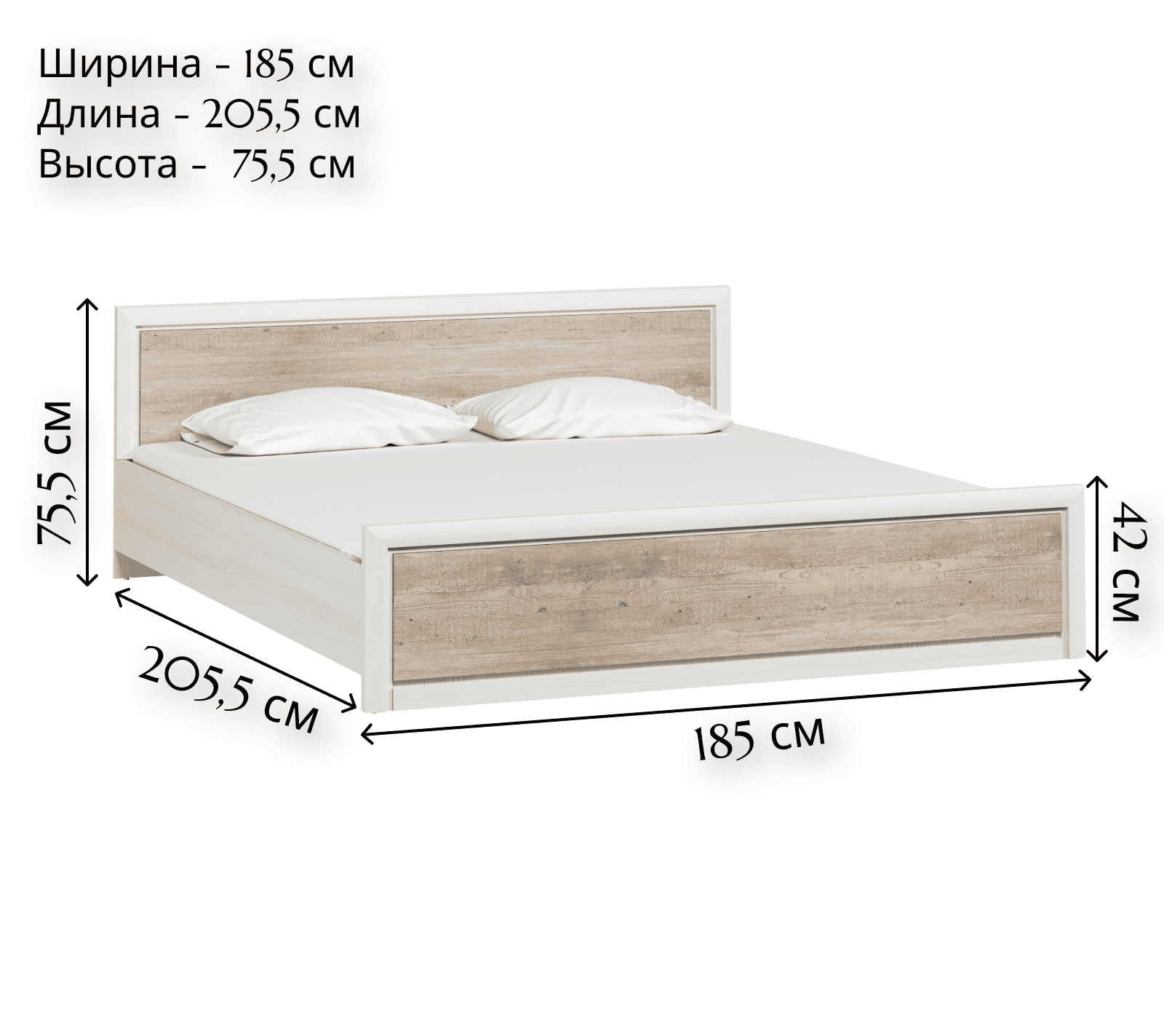 Кровать Koen ясень снежный LOZ180x200_1