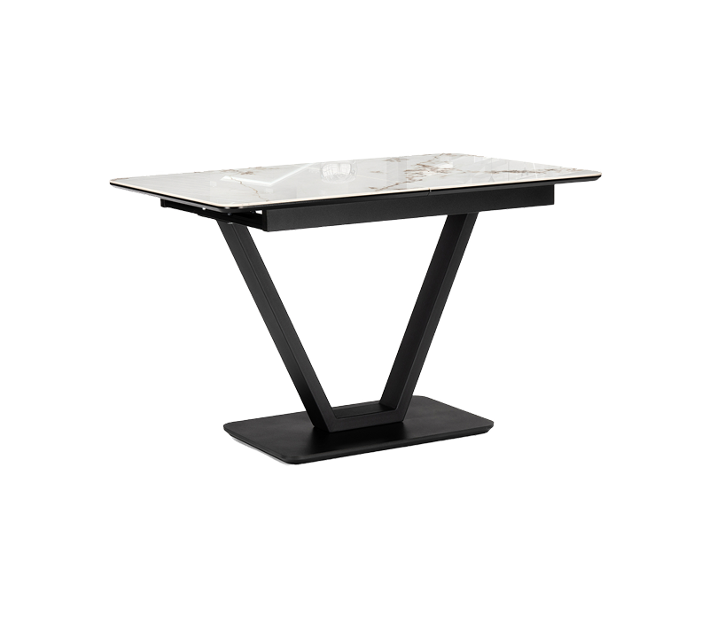 Стол на тумбе Бугун белый мрамор глянец/черный_2