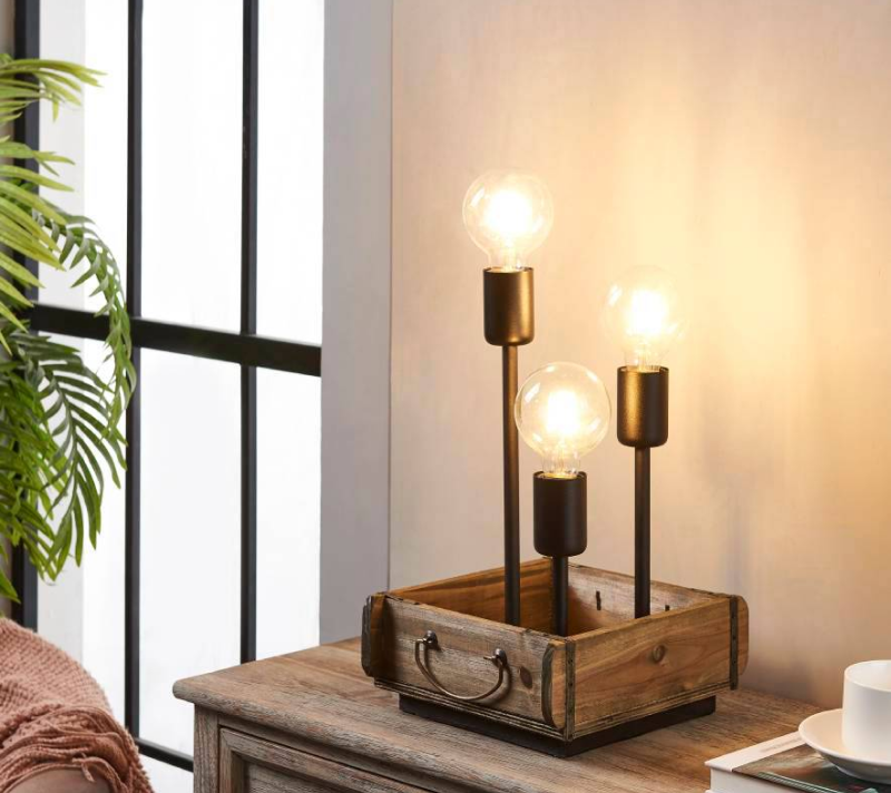 Настольная лампа Вутон черный/коричневый 43594_1