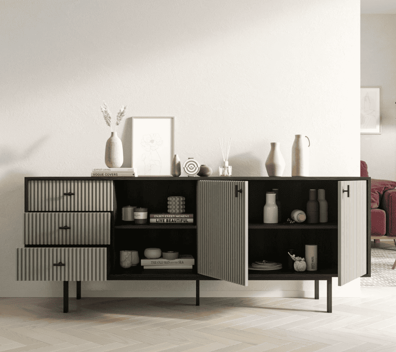 Тумба-комод Emerson серый/черный EM15/gray/L_2