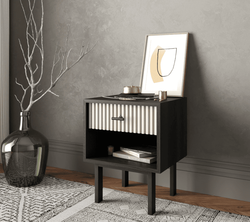 Тумба прикроватная Emerson белый/черный EM11/milky/L_3