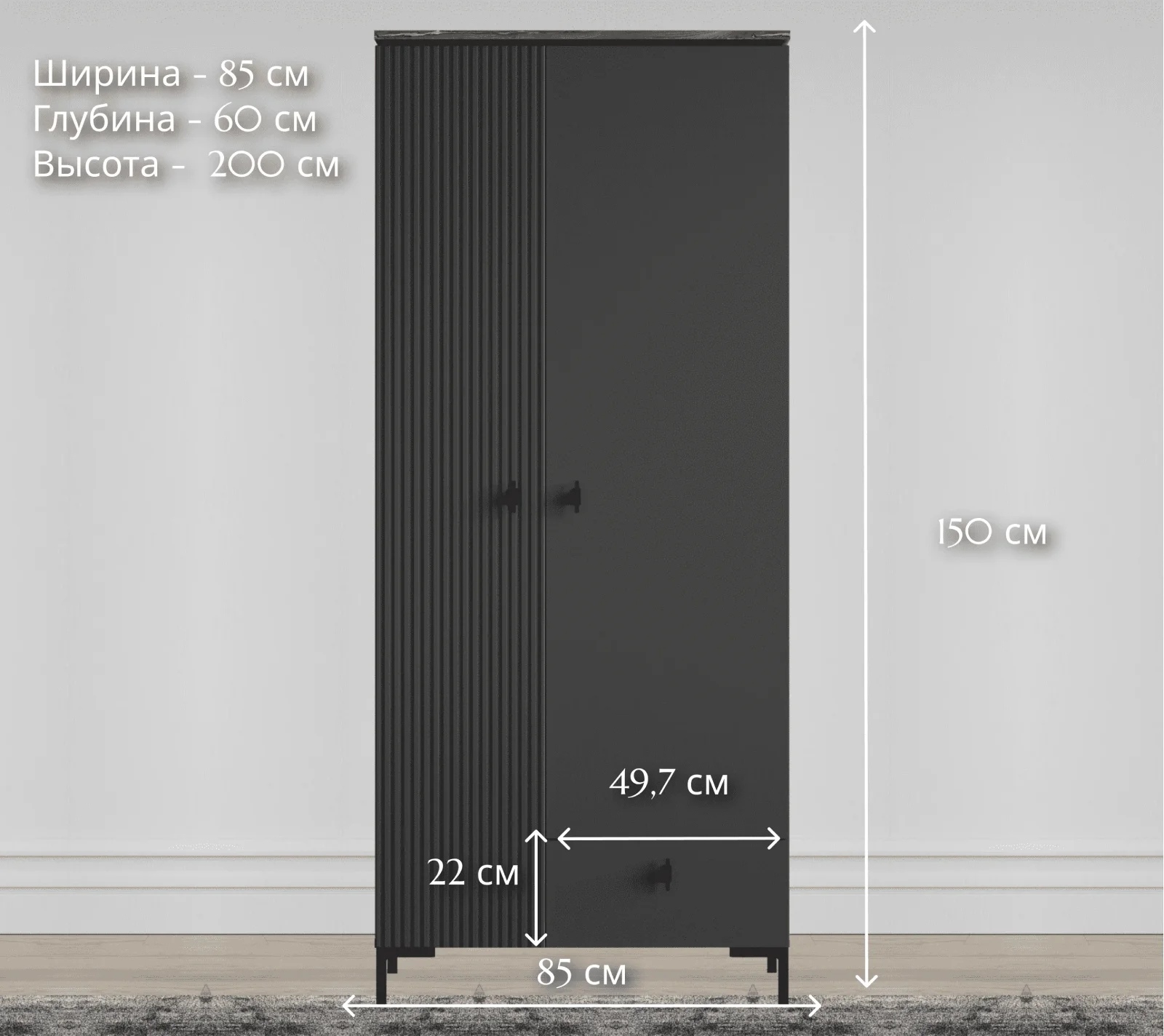 Шкаф San Gimignano антрацитовый/дуб нокс SZF2D1S_4