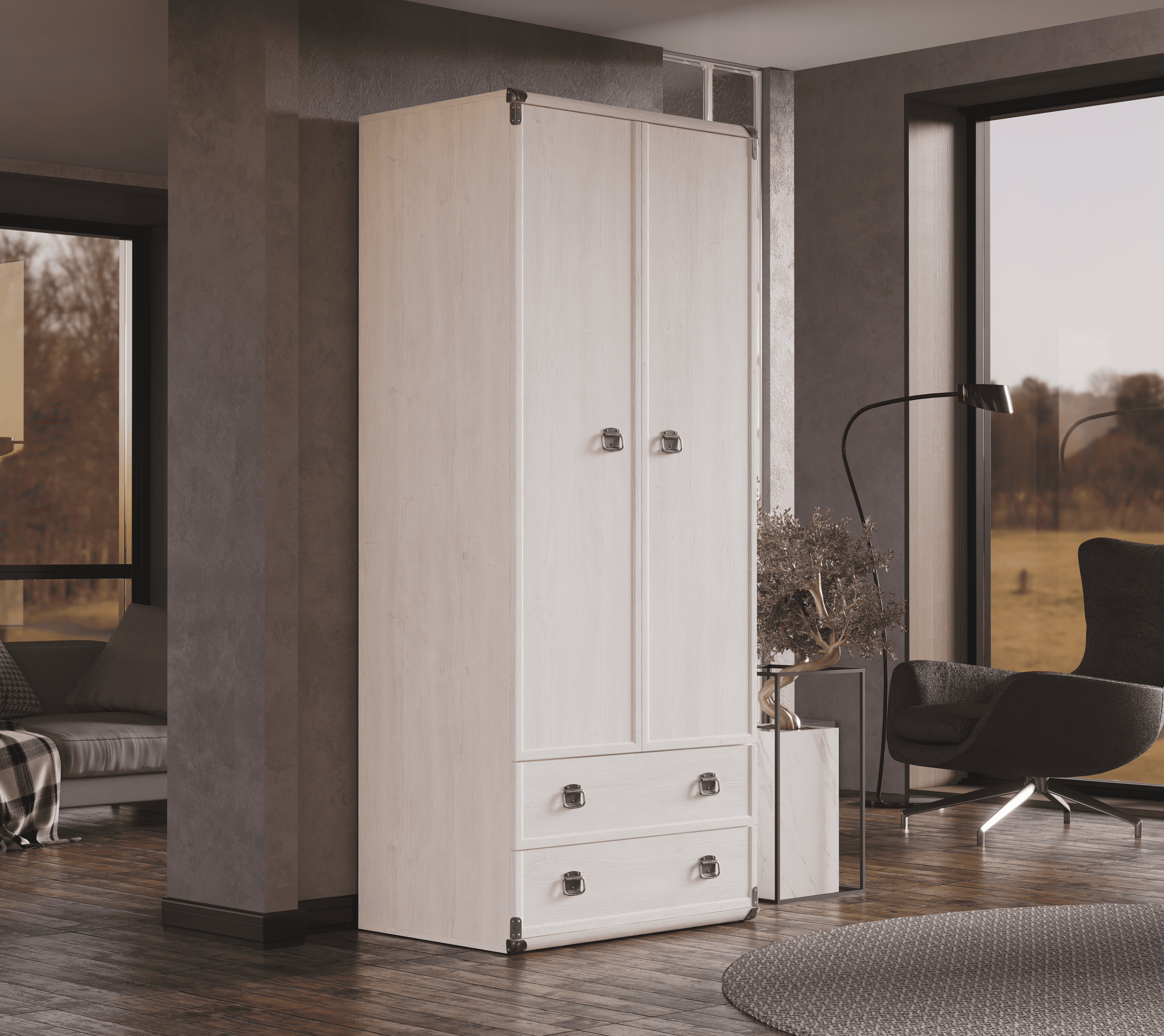 Шкаф с полками Индиана сосна каньон JSZF2D2S_3