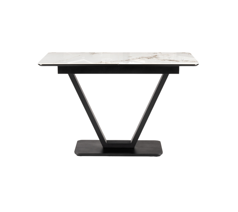 Стол на тумбе Бугун белый мрамор глянец/черный