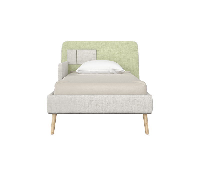 Кровать подростковая Soft бежевый/зеленый 90x200