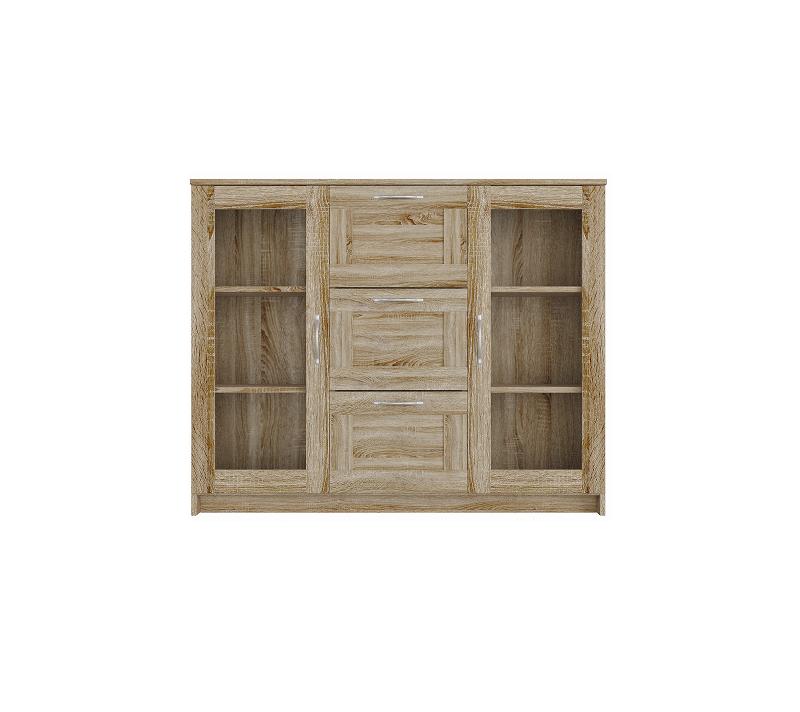 Тумба-витрина с 2 дверцами и с 3 ящиками Sirius сонома 117x95