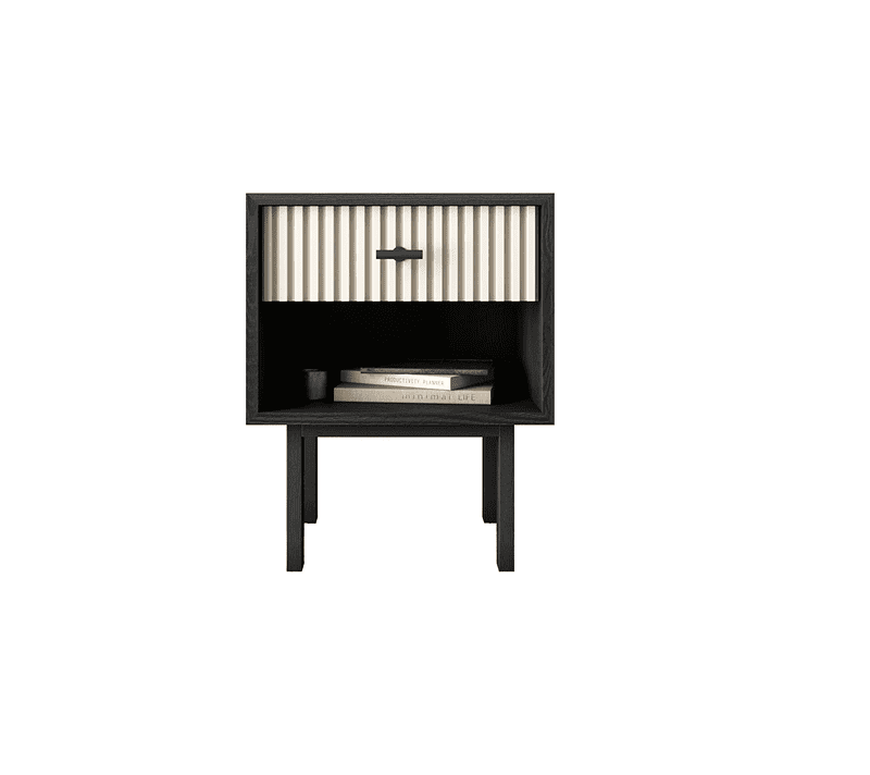 Тумба прикроватная Emerson белый/черный EM11/milky/L