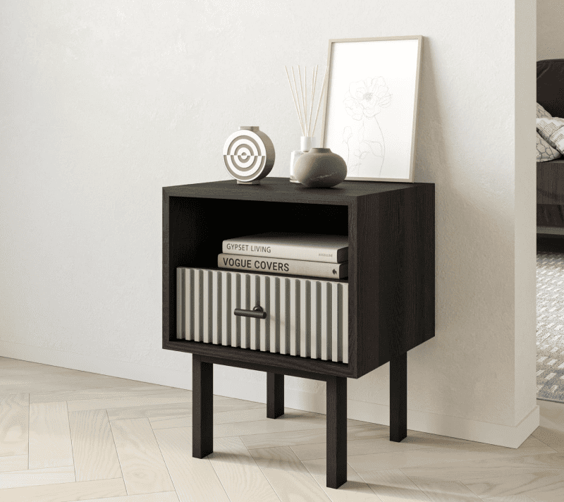 Тумба прикроватная Emerson серый/черный EM17/gray/L_3