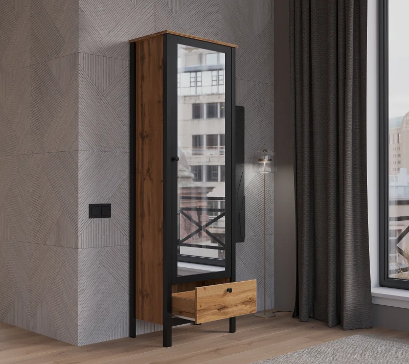 Шкаф с зеркалом Loft дуб вотан SZF1W1S/60_3