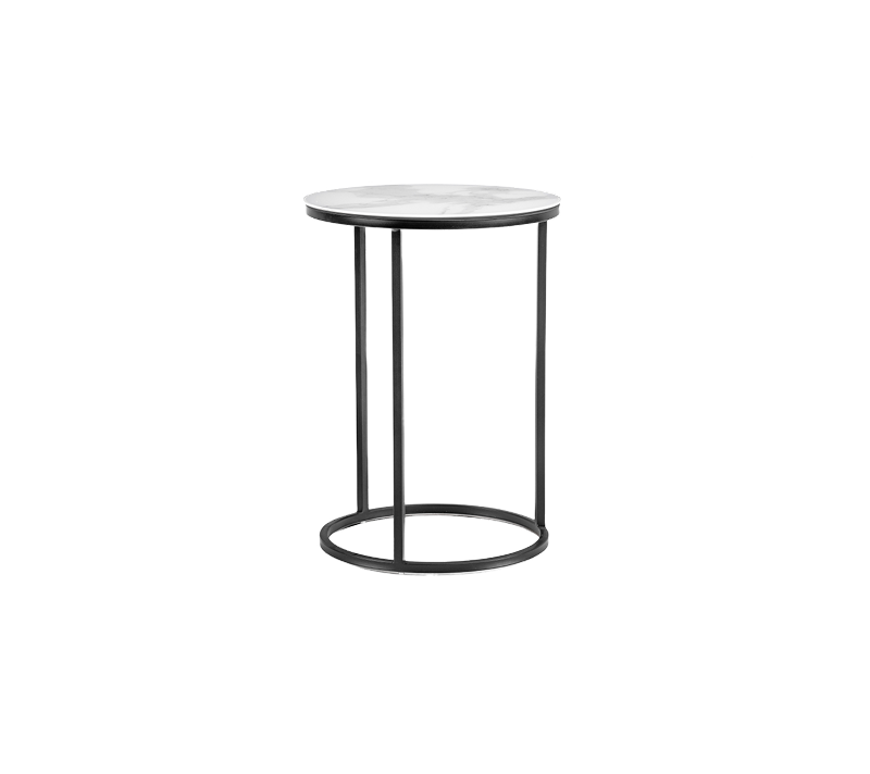Журнальный столик круглый Иберис белый мрамор/черный