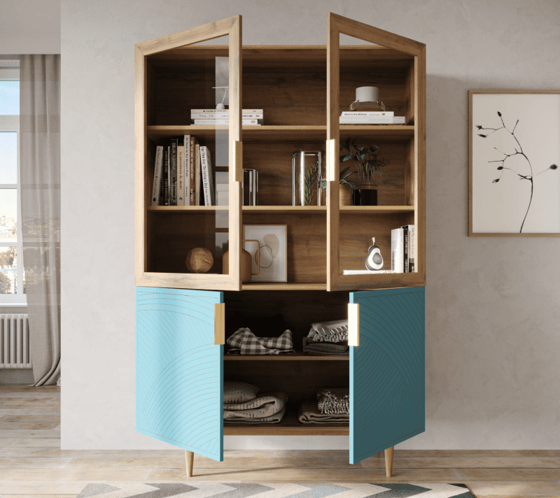 Витрина Line голубой LN11/GR1/blue_2