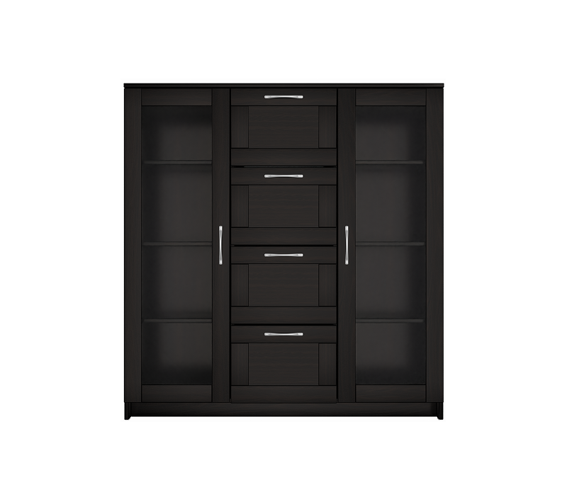 Тумба-витрина с 2 дверцами и с 4 ящиками Sirius дуб венге 117x123