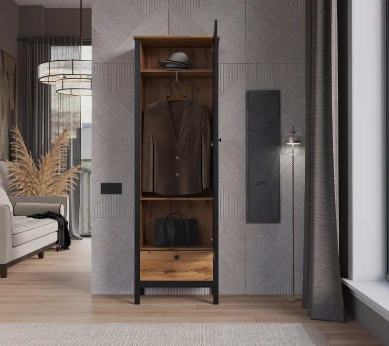 Шкаф с зеркалом Loft дуб вотан SZF1W1S/60_2