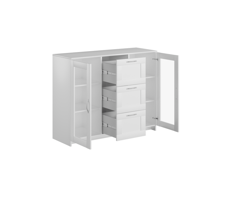 Тумба-витрина с 2 дверцами и с 3 ящиками Sirius белый 117x95_1