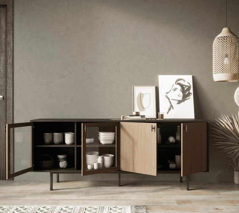 Тумба-витрина Emerson коричневый/черный EM13_2