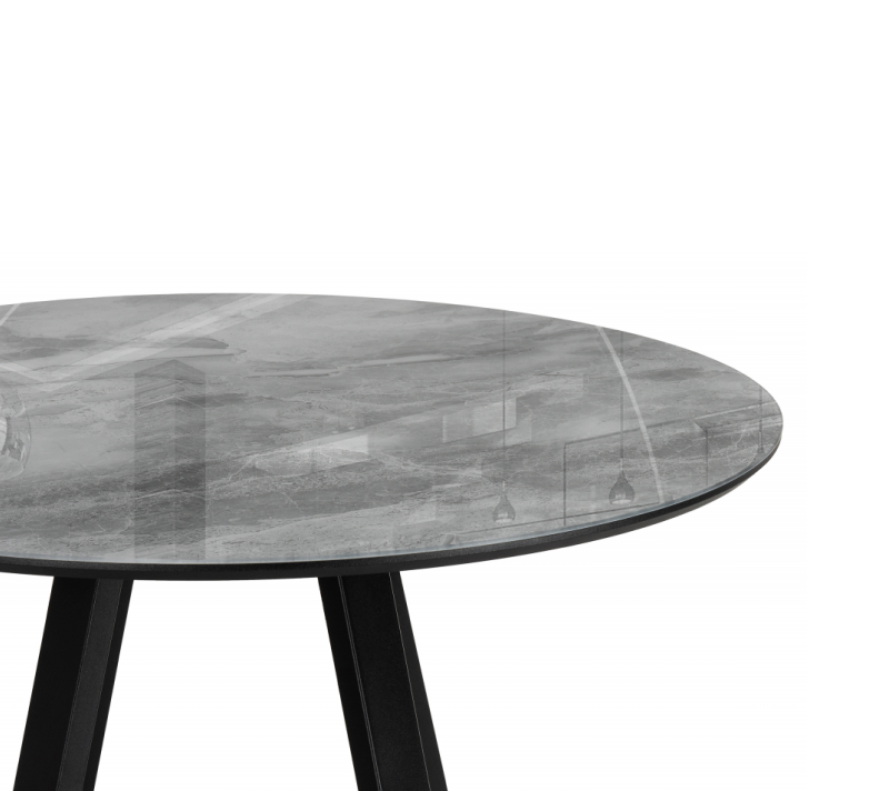 Стол круглый Норфолк серый мрамор/черный_2
