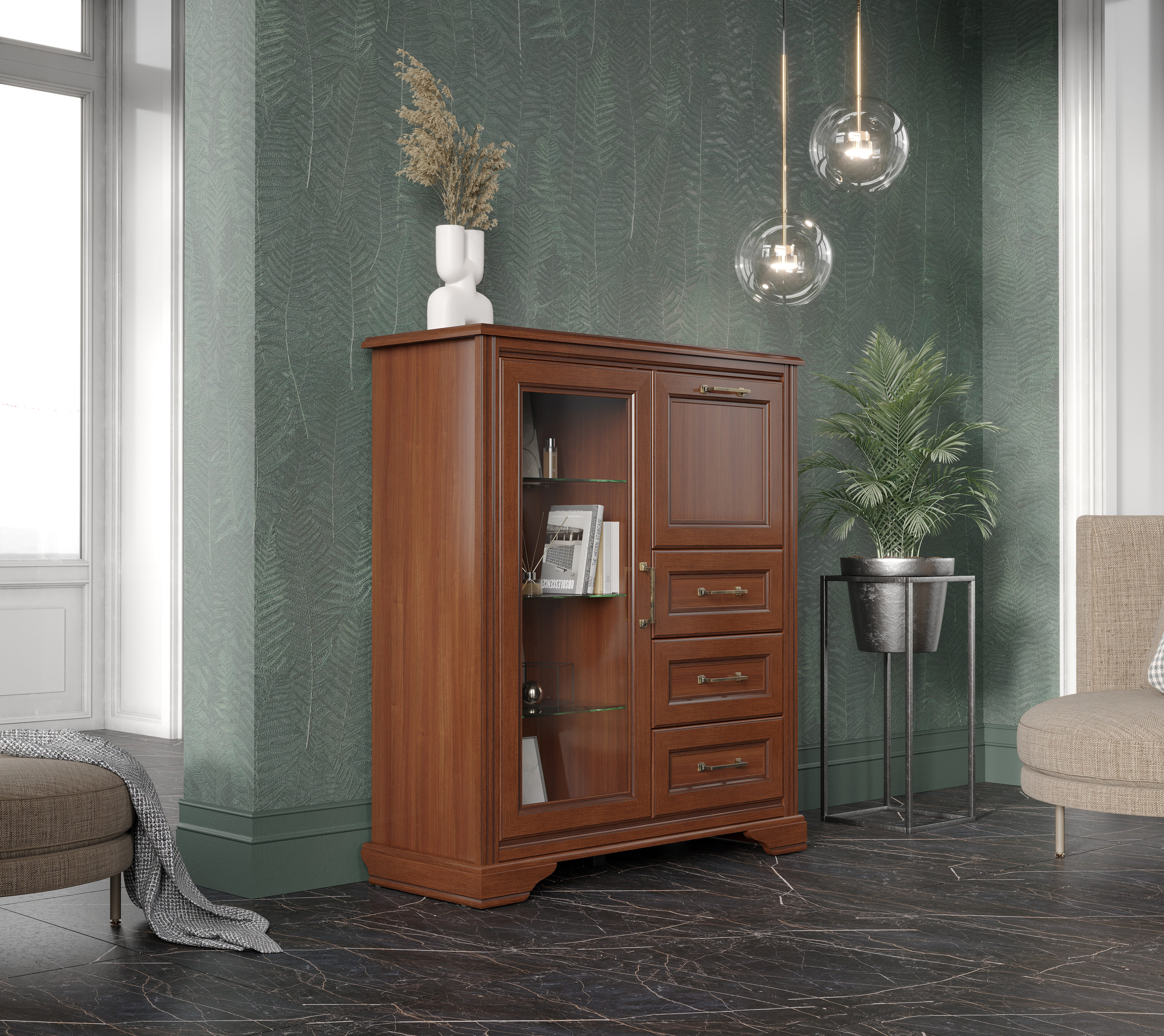 Тумба-витрина Stylius орех донской KOM1W1B3S_3
