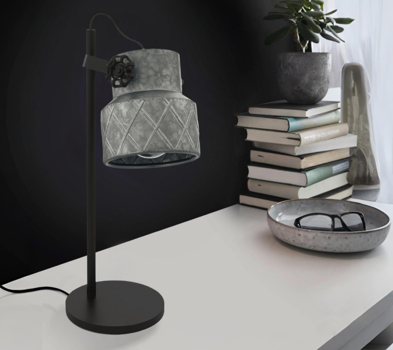 Настольная лампа Хиллкот серый/черный 39857_1