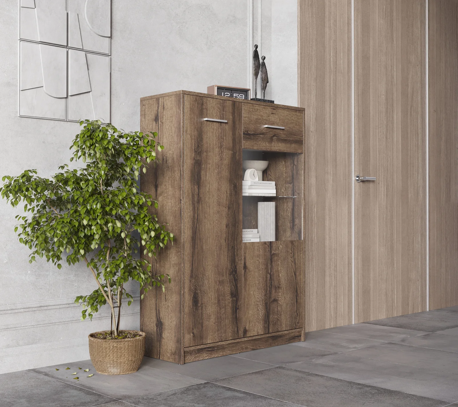 Тумба-витрина Непо дуб монастырский REG1D1W/90_3