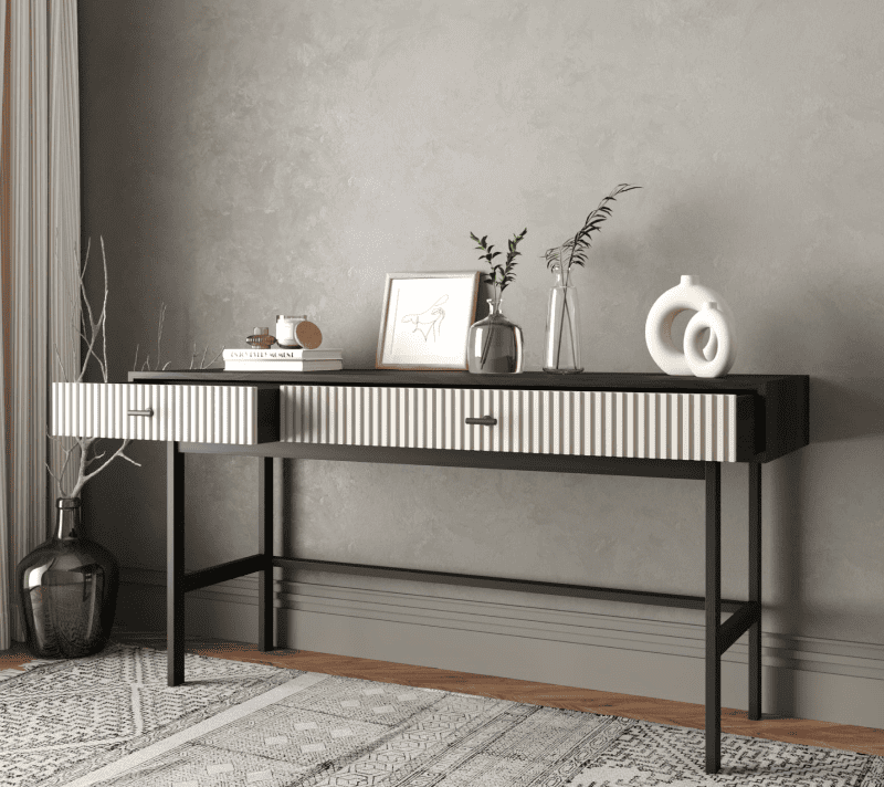 Стол консольный Эмерсон белый/черный EM22/milky/L_2