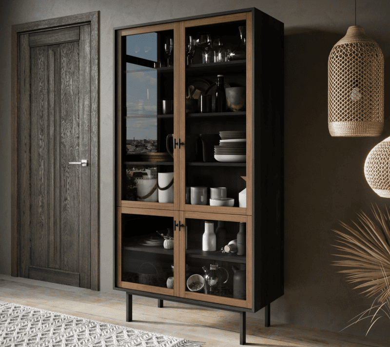 Витрина Эмерсон коричневый/черный EM09_3