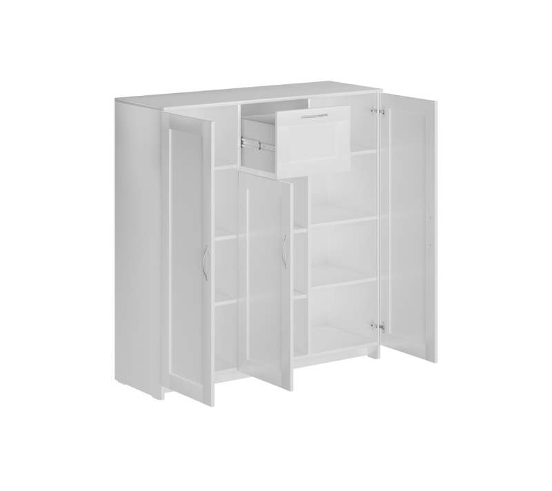 Тумба с 3 дверцами и ящик Сириус белый 117x123_1