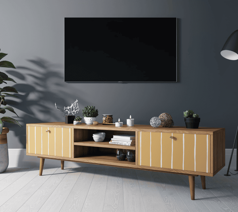 Тумба под телевизор Бербер оранжевый/коричневый BB49/Print_43_3