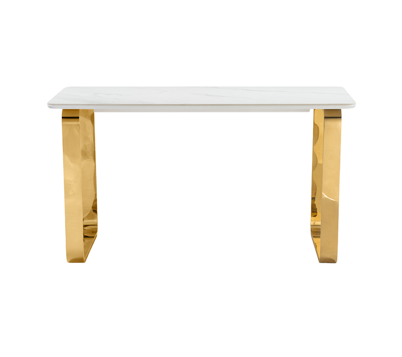 Стол керамический Селена 4 белый мрамор/золото 160х90х77