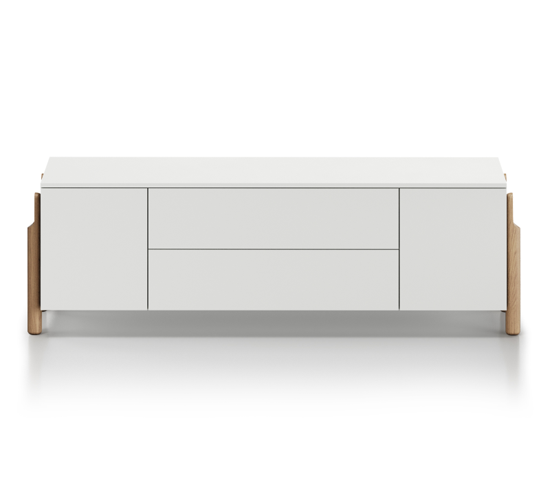 Тумба-комод с 2-мя дверьми и ящиками Basic белый